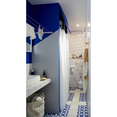 Bara perdea duș Sensea extensibilă, 75-135 cm, alb