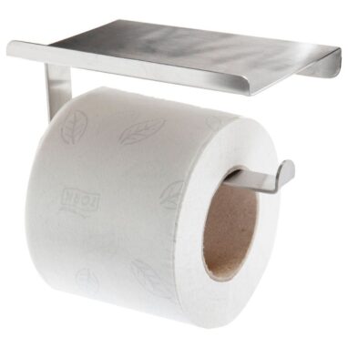 Suport hârtie igienică Sensea Loft cu suport telefon, argintiu mat