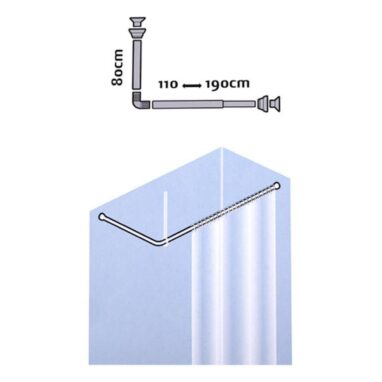 Bara perdea duș Sensea pe colț, 80 x 110-190 cm, alb