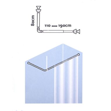 Bara Perdea Duș Sensea pe Colt Cromată 80 x 110/190 cm
