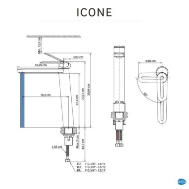 Baterie Lavoar Înaltă Sensea Icone Cromată - Design Modern