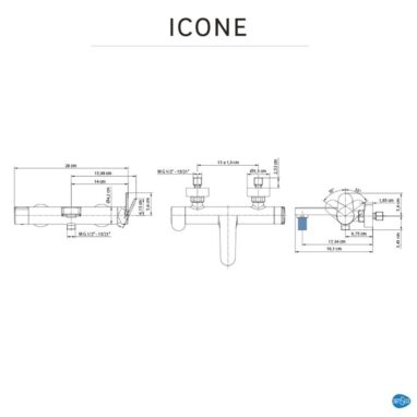 Baterie Cadă/Duș Sensea Icone, Crom, Monocomandă