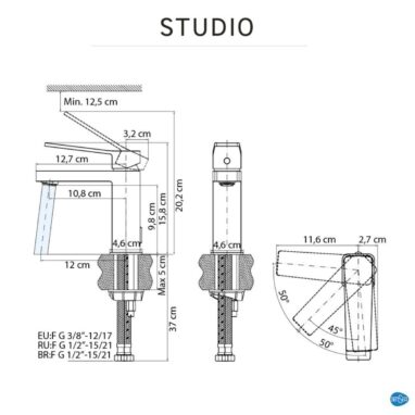Baterie Lavoar Sensea Studio Crom Monocomanda - Stil Modern