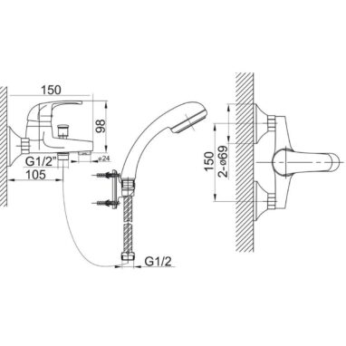 Baterie Cada Elsa Ecologica, Monocomanda, Crom - FERRO