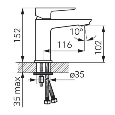 Baterie Lavoar Doris Monocomandă Alb/Crom | FERRO