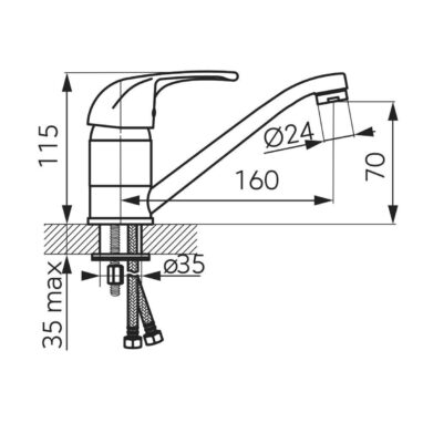 Baterie Lavoar Ferro Vasto Monocomanda Crom