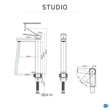 Baterie Lavoar Înaltă Negru Mat Sensea Studio Monocomandă