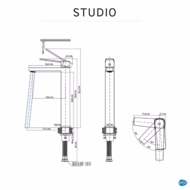 Baterie Lavoar Înaltă Negru Mat Sensea Studio Monocomandă