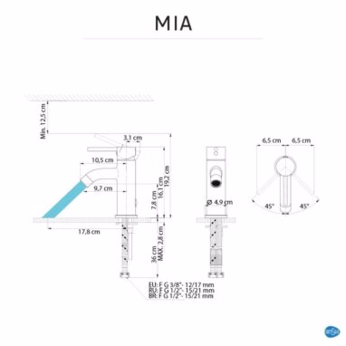 Baterie Lavoar Sensea Mia Crom - Monocomandă, Design Elegant