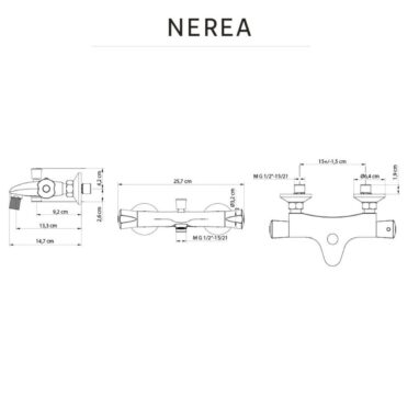 Baterie Cadă Nerea Termostatată Cromată - 5 Ani Garanție