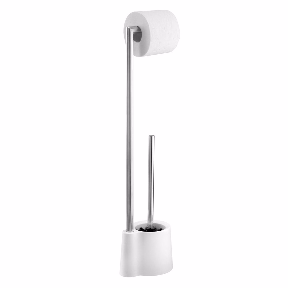 Perie WC cu Suport Hartie Igienica Avola Inox Alb