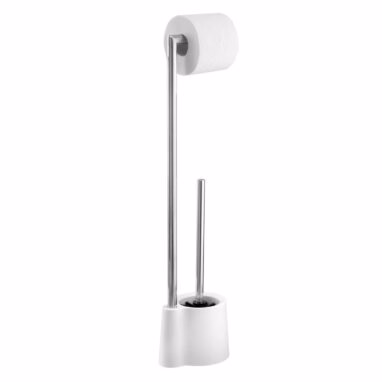 Perie WC cu Suport Hartie Igienica Avola Inox Alb