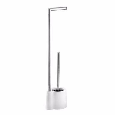 Perie WC cu Suport Hartie Igienica Avola Inox Alb