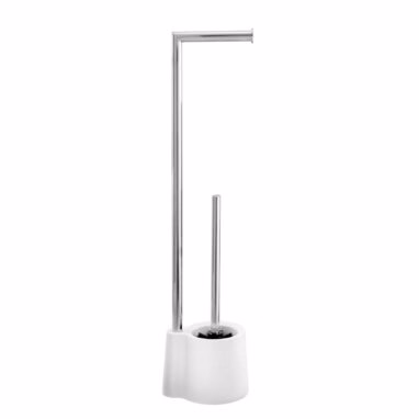 Perie WC cu Suport Hartie Igienica Avola Inox Alb