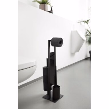 Perie WC cu Suport Hartie Igienica Rivalta - Negru