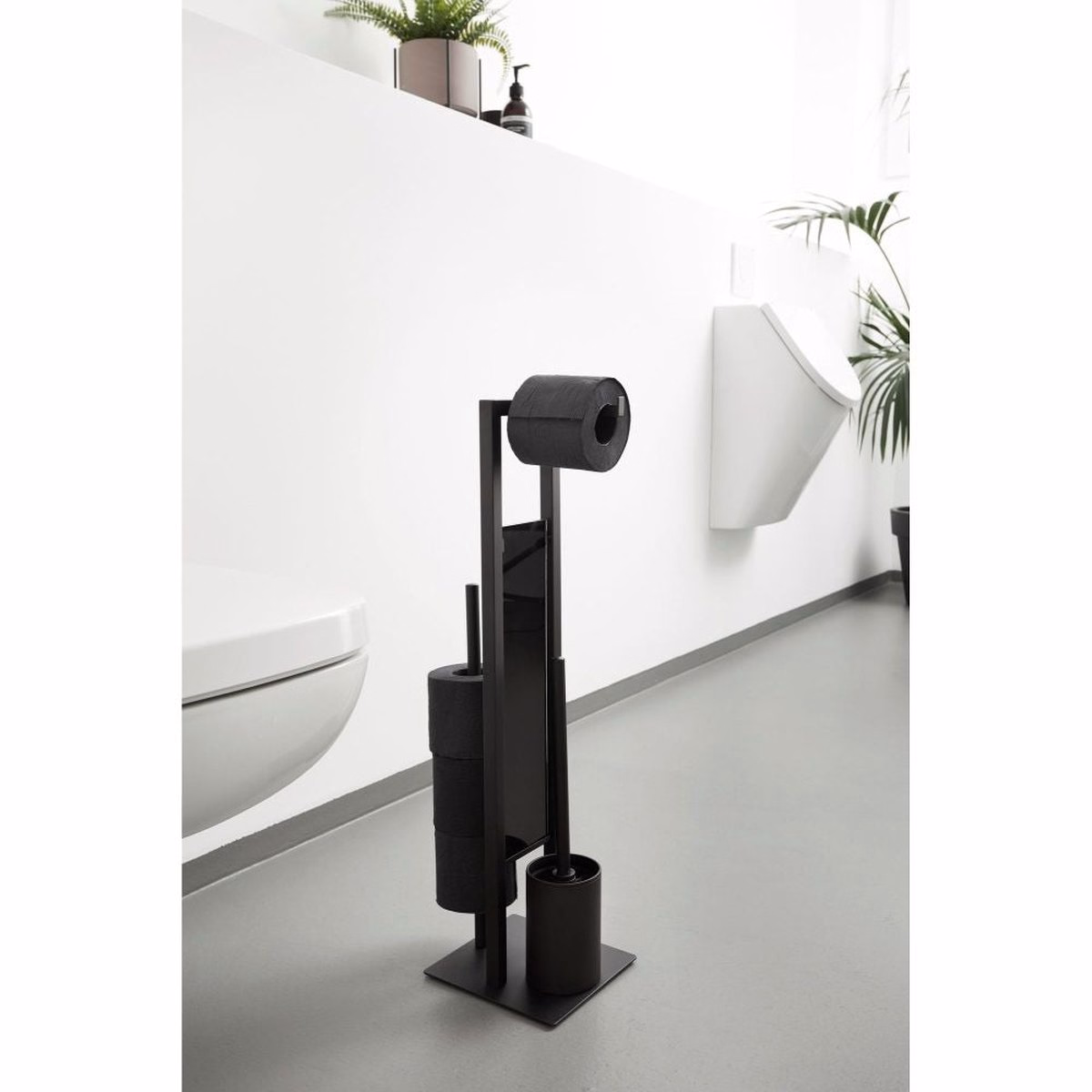 Perie WC cu Suport Hartie Igienica Rivalta - Negru