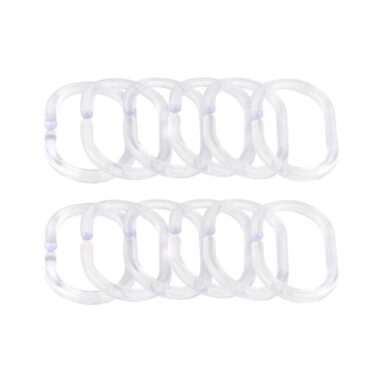 Inele perdea duș Sensea, Plastic, Transparent, Set 12 bucăți