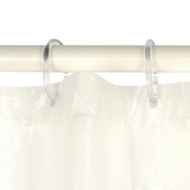Inele perdea duș Sensea, Plastic, Transparent, Set 12 bucăți