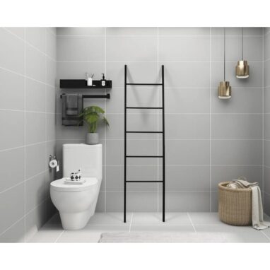 Suport prosop tip scară REIKA negru, 46 cm