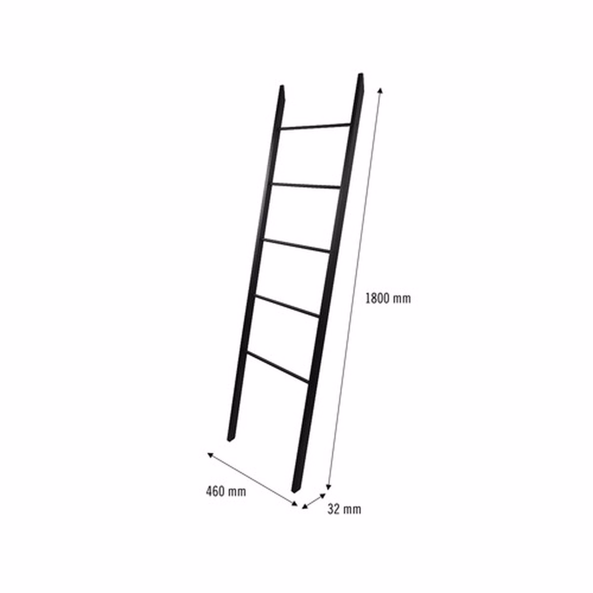 Suport prosop tip scară REIKA negru, 46 cm