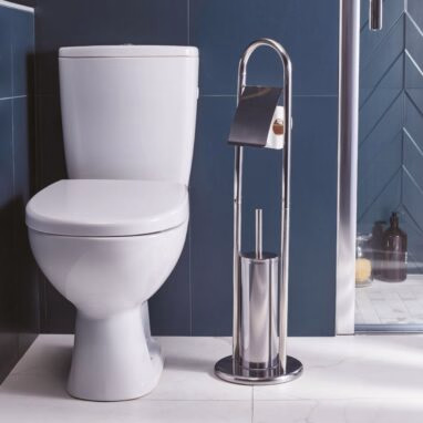 Perie WC cu Suport Hârtie Sensea Cancun - Oțel Cromat