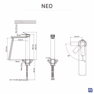 Baterie Lavoar Inalta Sensea Neo Neagra - Design Francez, 15 ani Garanție