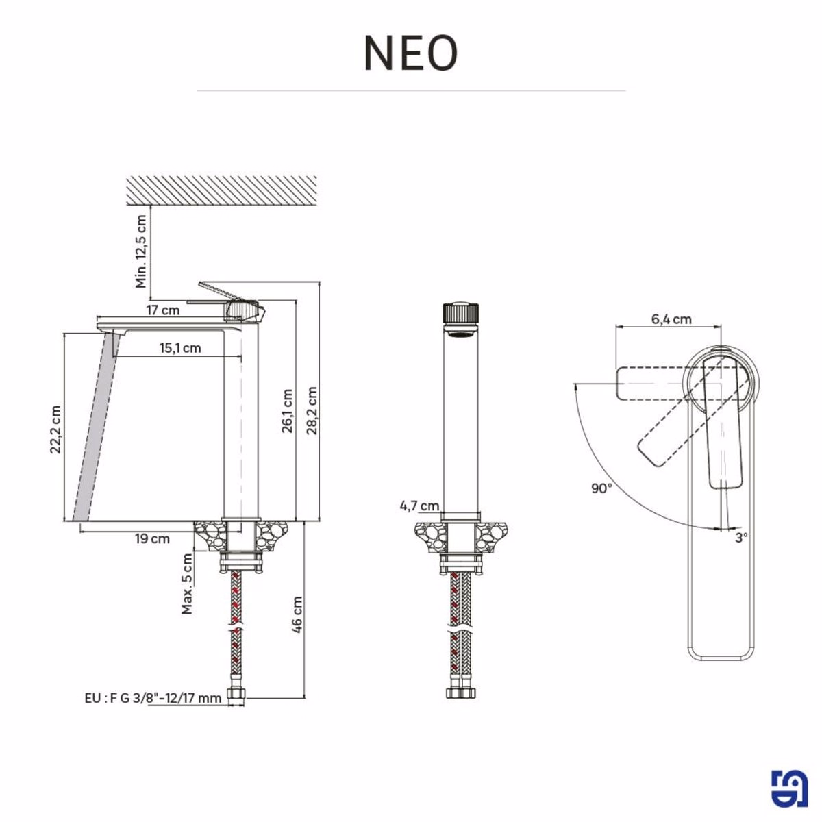 Baterie Lavoar Inalta Sensea Neo Neagra - Design Francez, 15 ani Garanție