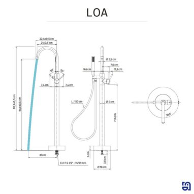 Baterie Freestanding Sensea Loa Crom - Elegantă și Durabilă