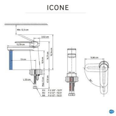 Baterie lavoar Sensea Icone, monocomanda, negru mat