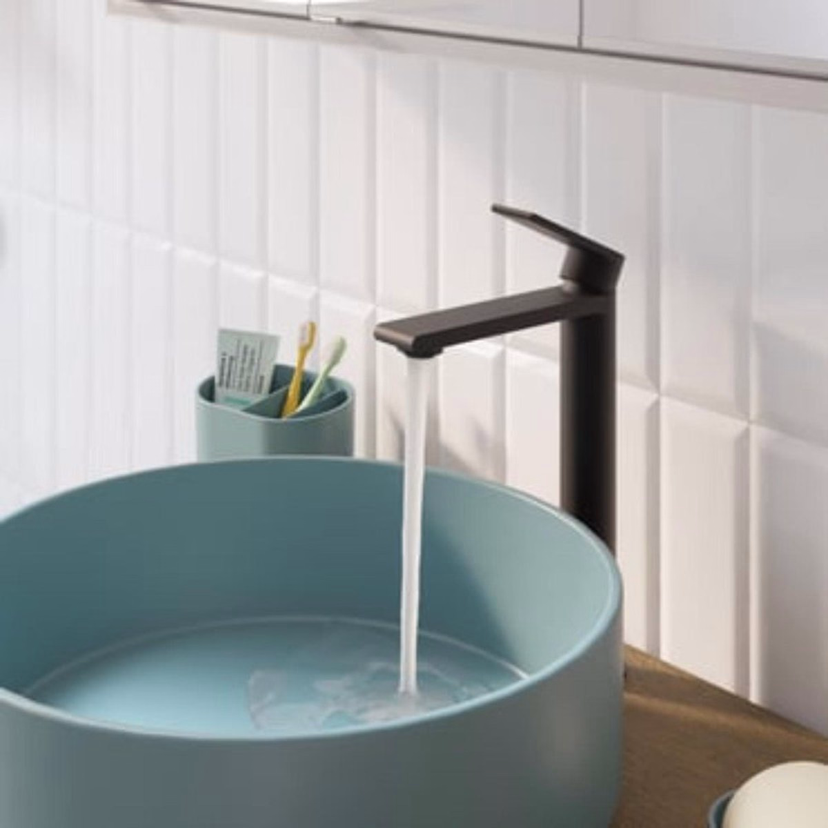 Baterie Lavoar Inalta Sensea Cinta Negru Mat - Design Modern