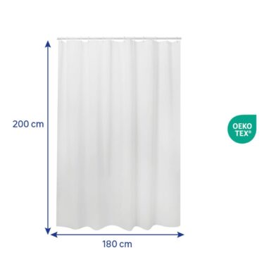 Perdea dus Mia, PEVA, 180 x 200 cm, Alb