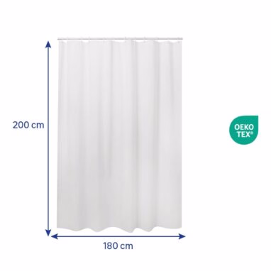 Perdea dus Mia, PEVA, 180 x 200 cm, Alb