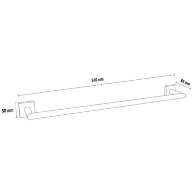 Suport prosop baie REIKA SAGA, inox periat, bară, 63 cm