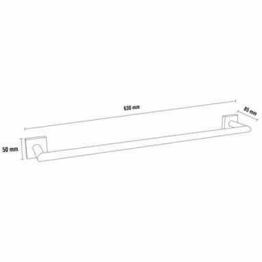 Suport prosop baie REIKA SAGA, inox periat, bară, 63 cm