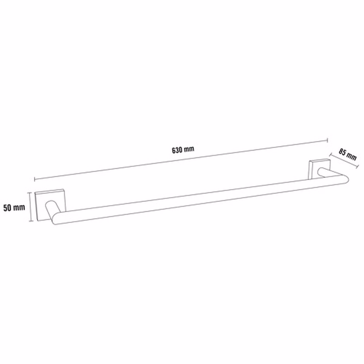 Suport prosop baie REIKA SAGA, inox periat, bară, 63 cm