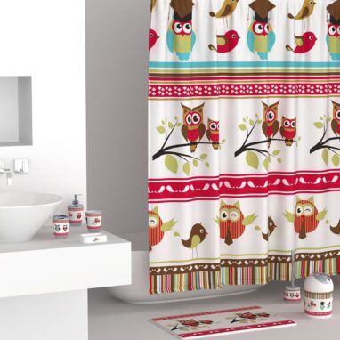 Perdea duș Kids Bufniță, Poliester, 180x200 cm - Decoratic și Funcțional