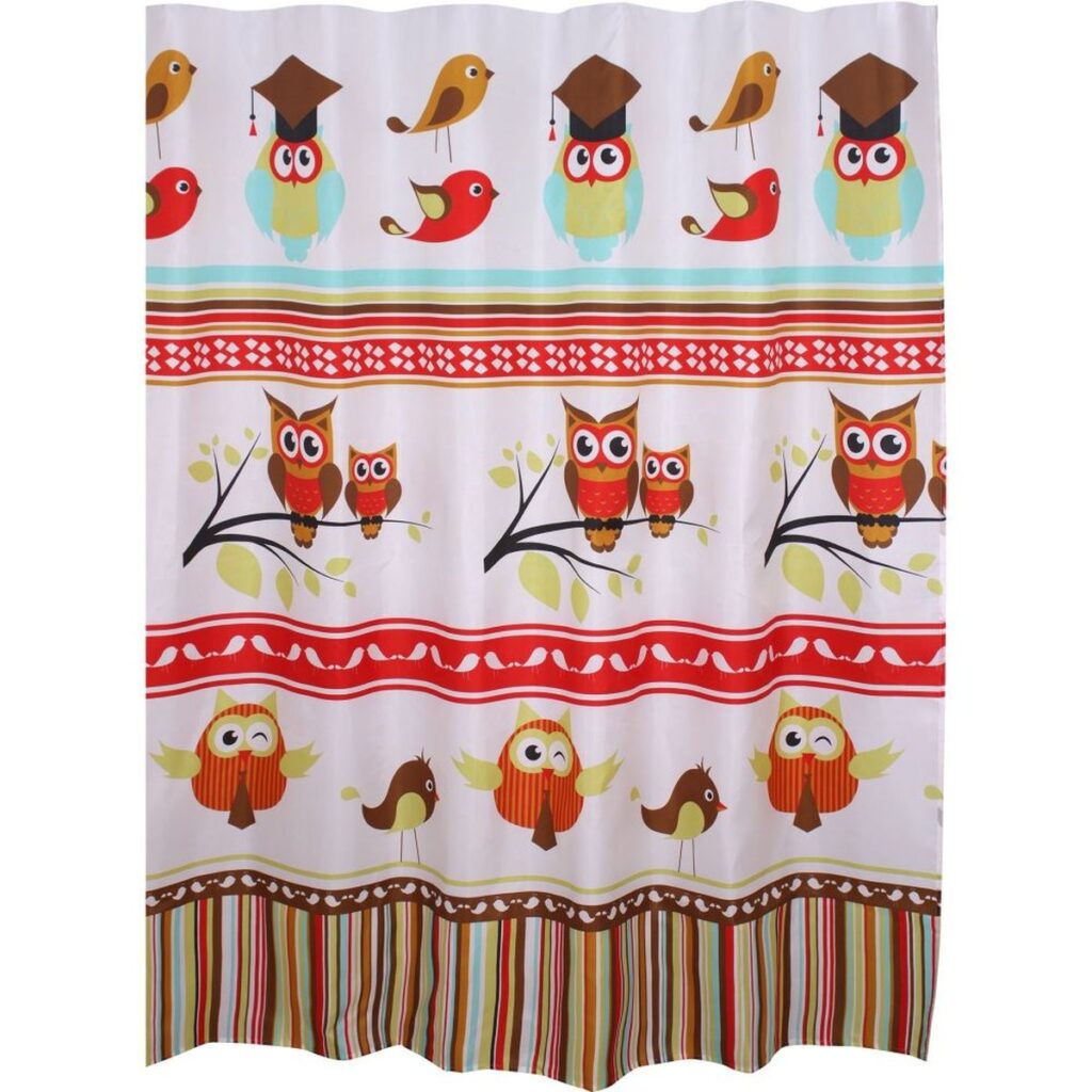 Perdea duș Kids Bufniță, Poliester, 180x200 cm - Decoratic și Funcțional
