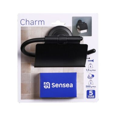 Suport hârtie igienică Sensea Charm, Negru mat, Zamac