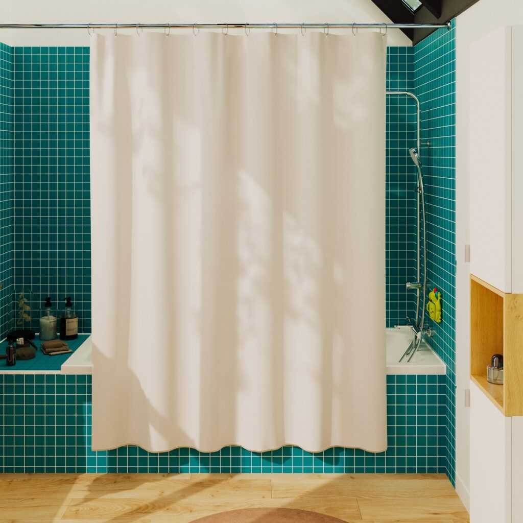 Perdea duș Easy, Poliester, 180 x 200 cm, Alb - Sensea