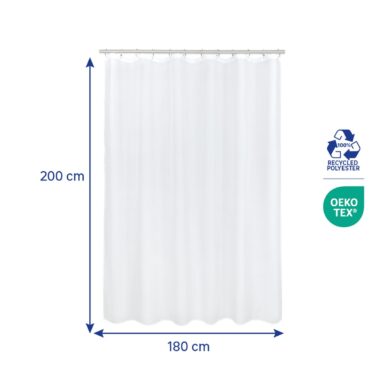 Perdea duș Easy, Poliester, 180 x 200 cm, Alb - Sensea