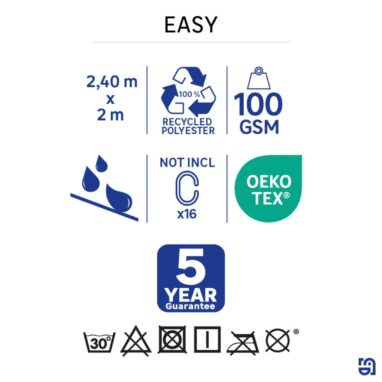 Perdea de duș Easy din poliester 240x200 cm, Alb