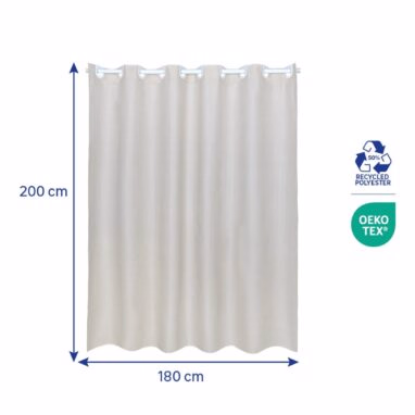 Perdea duș Sensea Neo 180x200 cm, Poliester, Crem - Rezistentă și Elegantă