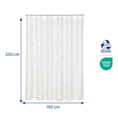 Perdea duș Sensea Pattern Leaves, Poliester, 180 x 200 cm