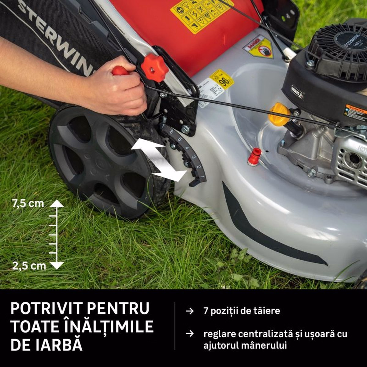 Masina de tuns iarba Sterwins pe benzina, 3.2 CP, 46 cm