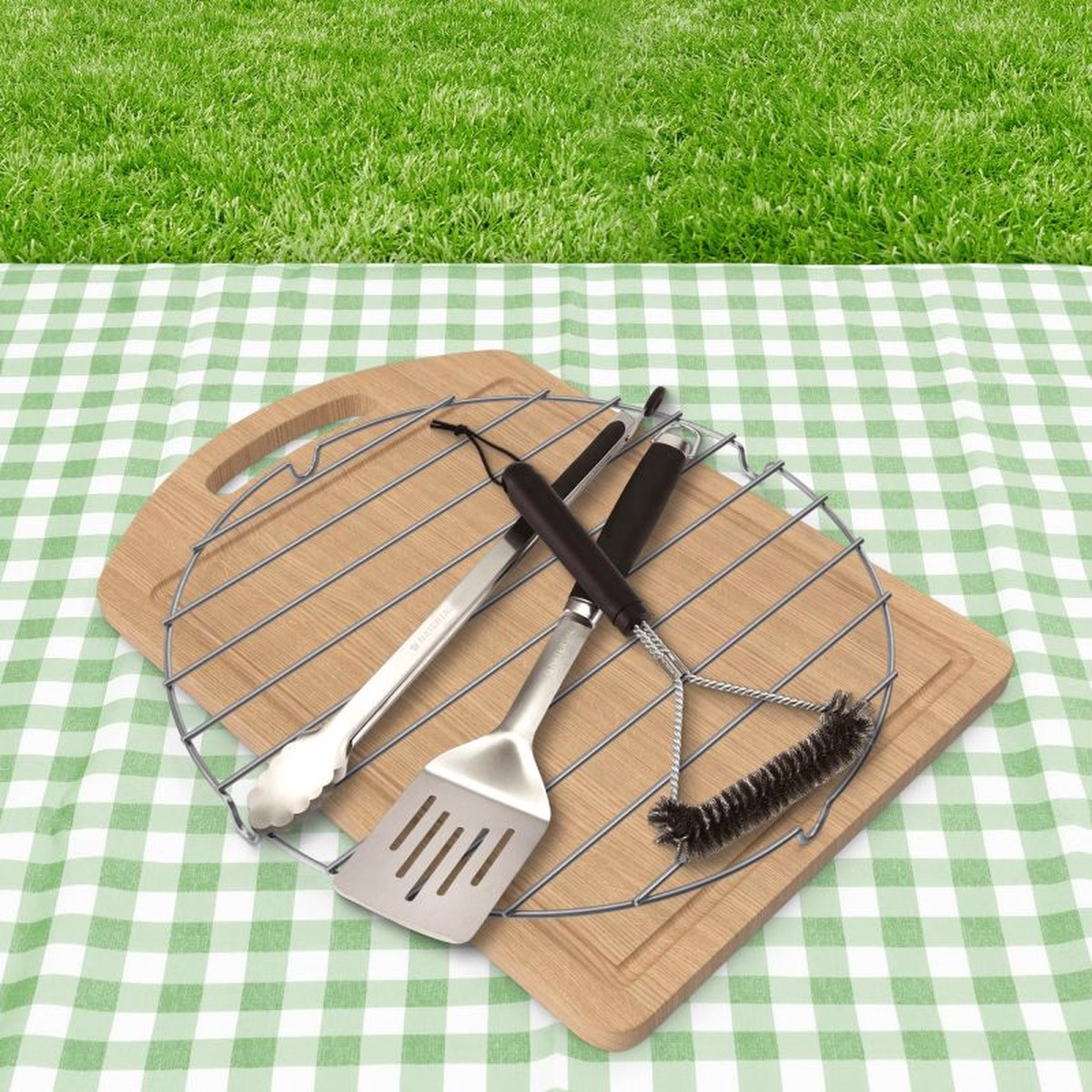Set ustensile grătar Naterial, oțel inoxidabil, 440 mm