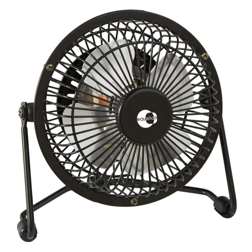Ventilator mini de birou Equation Lara, 15 W, Ø 10 cm, Negru