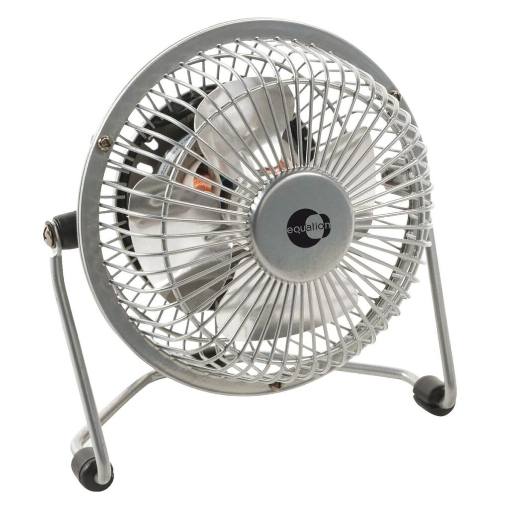 Ventilator de birou Equation Lara, 15 W, Ø 10 cm, Argintiu