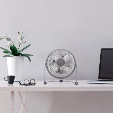 Ventilator de birou Equation Lara, 15 W, Ø 10 cm, Argintiu