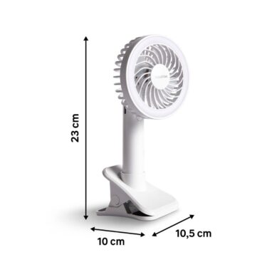 Ventilator portabil Equation Crab, LED, USB, 5 W, alb