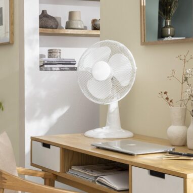 Ventilator birou Equation Moe 4, 40 W, Ø 30 cm, 3 viteze, Alb